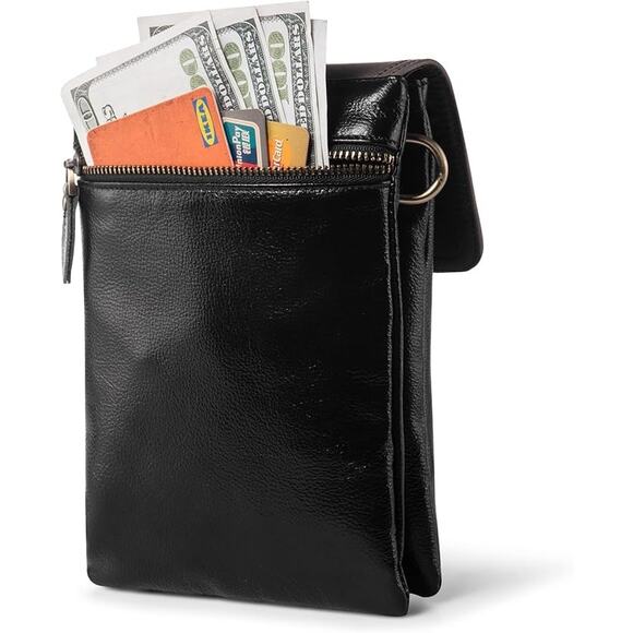 Genuine Leather Crossbody Bag with shoulder and wrist strap - Picture 3 of 5